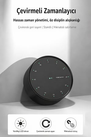 Siyah Led Göstergeli Mekanik Mutfak Manyetik ve Ayaklı Zamanlayıcı Timer thr396sy