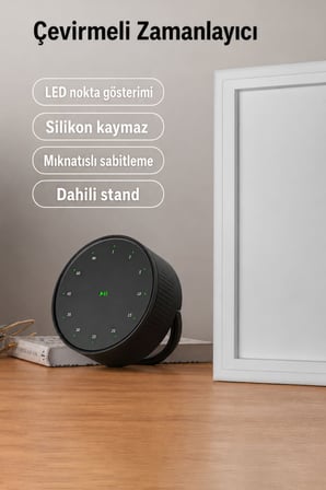 Siyah Led Göstergeli Mekanik Mutfak Manyetik ve Ayaklı Zamanlayıcı Timer thr396sy