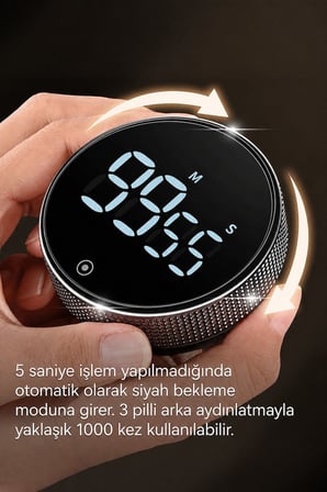 Siyah Büyük Led Göstergeli Dijital Mutfak Manyetik Zamanlayıcı Timer thr394