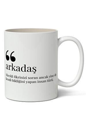 Arkadaş Kelime Anlamı Baskılı Kupa Bardak Baskılı Kahve Kupa Bardak