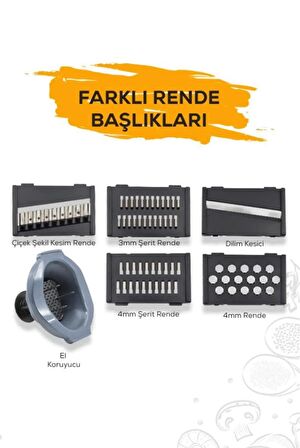 QASUL KULANIŞLI  PRATİK  5 BAŞLIKLI MEYVE SEBZE DİLİMLEYİCİ RENDE SETİ 