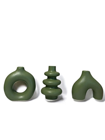 Minimal Üçlü Süs Takım, Vazo, Ev Dekorasyon Ürünü, Hediyelik Ev Eşyası, Biblo Süs (10CM)