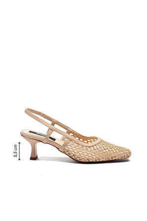 Kadın Hasır Örme Kısa Topuklu Kare Burun Günlük Ayakkabı 1025