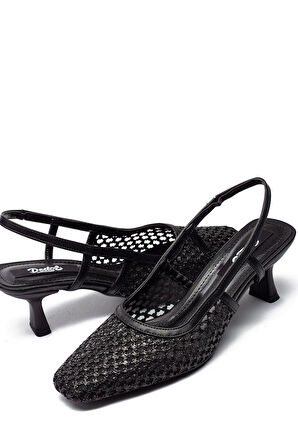 Kadın Hasır Örme Kısa Topuklu Kare Burun Günlük Ayakkabı 1025