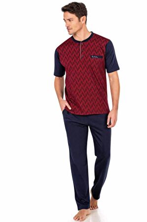 Pamuklu Jakarlı 3'lü Kısakol Erkek Pijama Takımı
