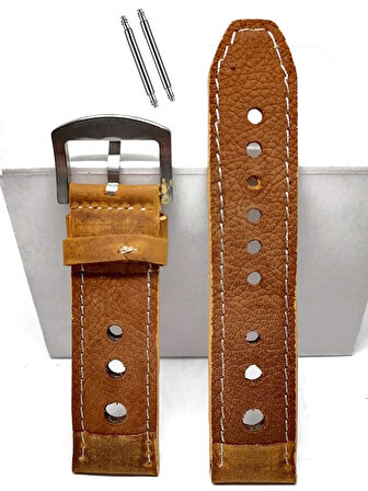Tissot & Fossil & Panaray  Uyumlu Crayz Hakiki  Deri  24 mm  TABA
