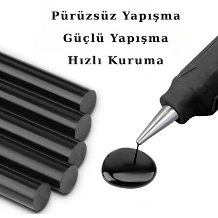 10 Adet 20CM 7mm Siyah Yüksek Yapışma Güçlü Mum Silikon Tutkal Çubuğu Dıy Boyasız Göçük Onarım Malzemesi
