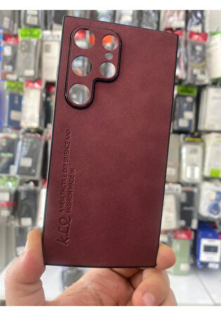 SAMSUNG S24 ULTRA UYUMLU SÜET DERİ KAMERA LENS KORUMALI KILIF BORDO