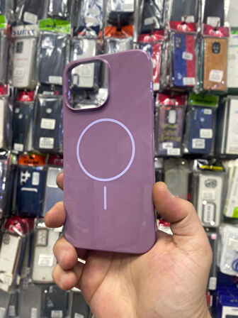 İPHONE 14 PRO MAX UYUMLU MAGSAFE ÖZELLİKLİ İÇİ KADİFE PERFECT SERT KAPAK MOR