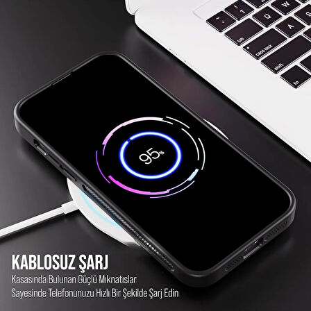 İPHONE 13 PRO UYUMLU MAT LENSLİ STANDLI MAGSAFE KILIF SİYAH