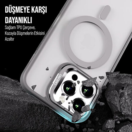 İPHONE 12 UYUMLU MAT LENSLİ STANDLI MAGSAFE KILIF GRİ