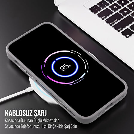 İPHONE 12 UYUMLU MAT LENSLİ STANDLI MAGSAFE KILIF GRİ