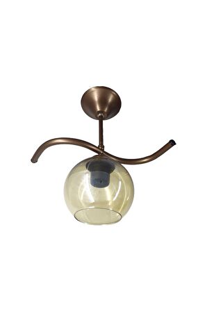 Fuji Bronz Tekli Bal Camlı Avize | Kaliteli Modern Metal Avize