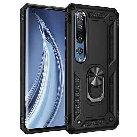 Gpack Xiaomi Mi Note 10 Lite Kılıf Vega Standlı Yüzüklü MıknatıslıFull Ekran Koruyucu