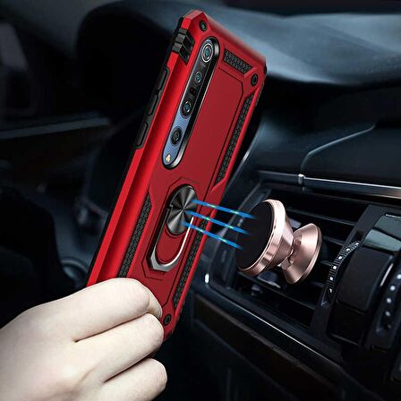 Gpack Xiaomi Mi Note 10 Lite Kılıf Vega Standlı Yüzüklü MıknatıslıFull Ekran Koruyucu