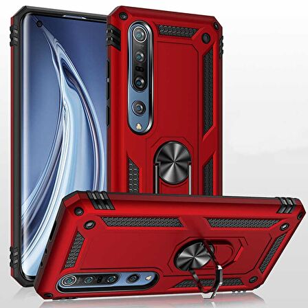 Gpack Xiaomi Mi Note 10 Lite Kılıf Vega Standlı Yüzüklü MıknatıslıFull Ekran Koruyucu