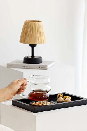 Siyah Mini Dikdörtgen Model Dekorasyon Düzenleyici Ahşap Tepsi (29X19CM)