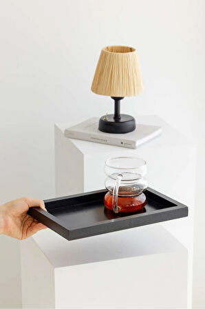 Siyah Mini Dikdörtgen Model Dekorasyon Düzenleyici Ahşap Tepsi (29X19CM)