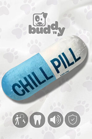 Chill Pill Peluş Mavi Köpek Oyuncağı | Sesli Yapı | Güvenli Malzeme | Renkli Tasarım