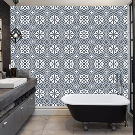 Kapamarka  Pvc Duvar Karosu 30x30cm 4'lü Paket - Çini Desen  0,36m2