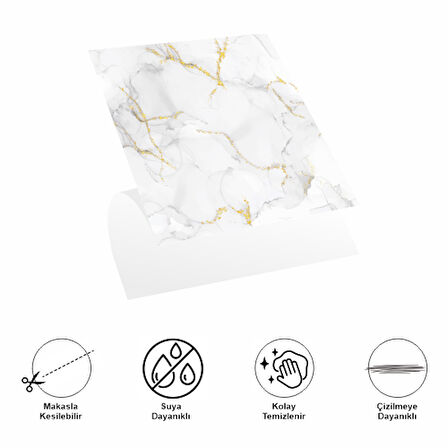 Kapamarka  Pvc Yer Karosu 30x30cm 4'lü Paket - Mermer Desenli Beyaz  0,36m2