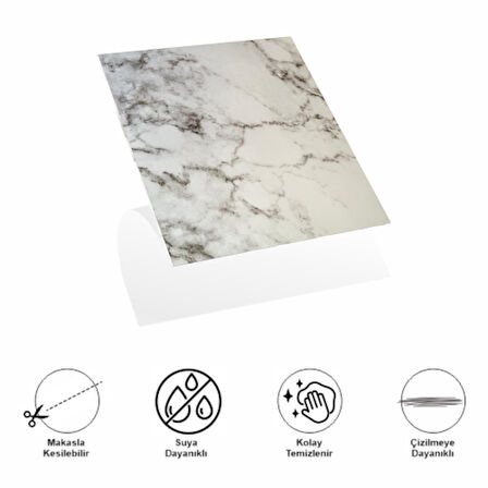 Kapamarka 30x30 Cm Pvc Duvar Karosu 4'Lü Paket - Siyah Beyaz Mermer