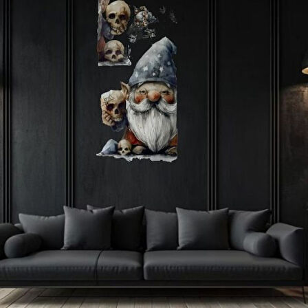 Kapamarka Gotik Cüce ve Kafatası Duvar Sticker Seti