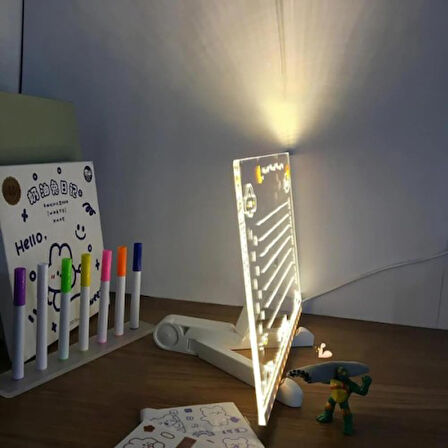 Kapamarka LED Aydınlatmalı Yazı ve Çizim Tahtası - Büyük Boy 30x20 cm
