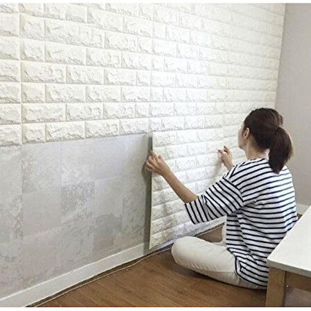 Kapamarka 3D Tuğla Desenli Kendinden Yapışkanlı Duvar Paneli 58x38 cm