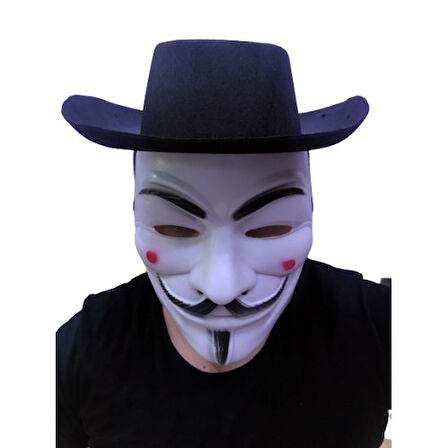 Kapamarka Siyah Renkli Delikli Ã‡ocuk Boy Vendetta ÅžapkasÄ± ve Vendetta Maskesi