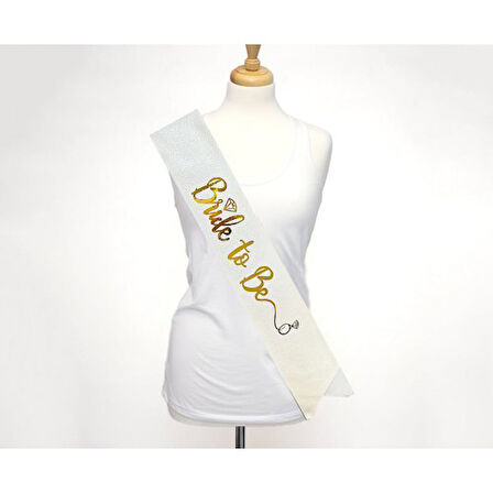 Kapamarka Altın Bride To Be Yazılı Beyaz Kuşak