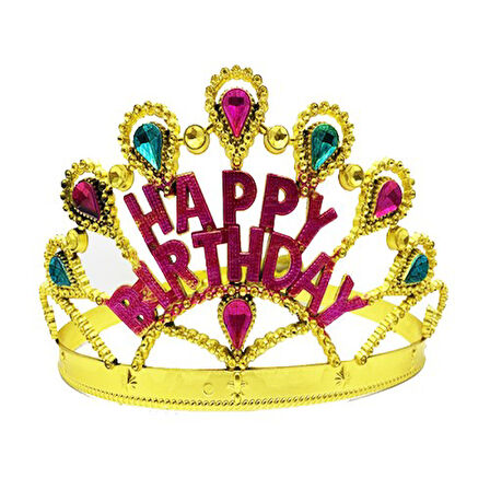 Kapamarka Altın Renk Happy Birthday Doğum Günü Tacı