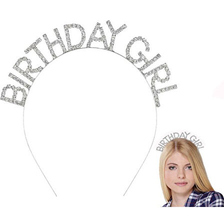 Kapamarka Gümüş Kristal Taşlı Birthday Girl Tacı