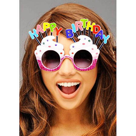 Kapamarka Happy Birthday Beyaz Fuşya Parti Gözlüğü