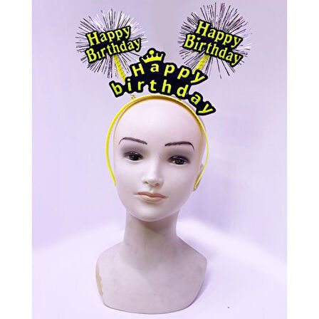 Kapamarka Happy Birthday Neon Sarı Tacı
