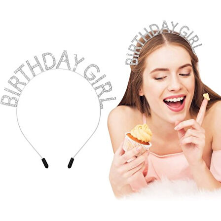 Kapamarka Kristal Taşlı Gümüş Birthday Girl Parti Tacı