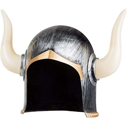 Kapamarka Mega Boynuzlu Viking Ivar Kaskı Eskitilmiş Desen Gümüş Renk