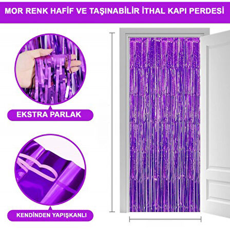 Kapamarka Mor Ekstra MetSaçaklı Arka Fon Perde