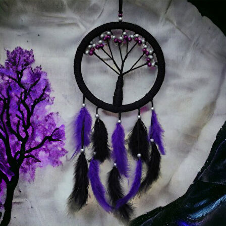 Kapamarka Mor İncili Hayat Ağacı Dream Catcher