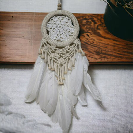 Kapamarka Rüya Kovan Dream Catcher Beyaz Kuş Tüylü