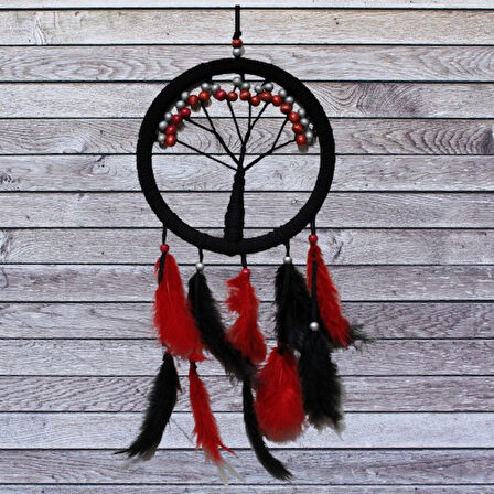 Kapamarka Siyah Kırmızı Hayat Ağacı Dream Catcher