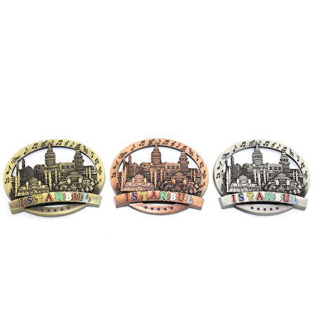 Kapamarka İstanbul Temalı Metal Magnet Yuvarlak Tasarım