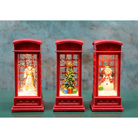 Kapamarka Telefon Kulübeli Işıklı Kar Küresi Kırmızı Tasarım