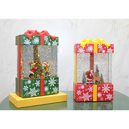 Kapamarka Yılbaşı Temalı Işıklı Müzikli Kar Küresi Hediye Kutusu Tasarımlı