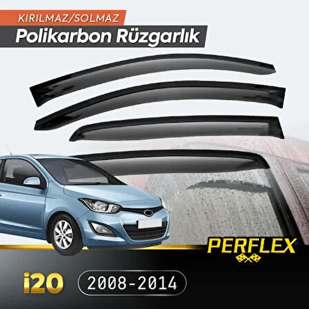 Kapamarka Perflex Polikarbon Kırılmaz Rüzgarlık V2 Düz Hyundai İ20 2008-2014
