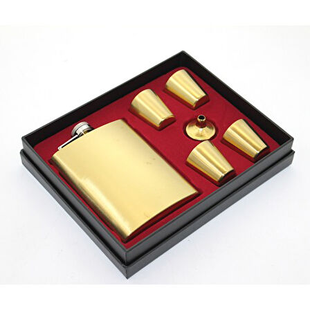 Kapamarka Paslanmaz Çelik 4 Shot Bardaklı Matara Seti Gold