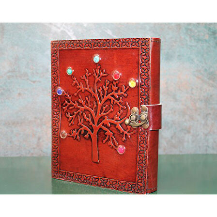 Kapamarka Taşlı Deri Defter Model 5