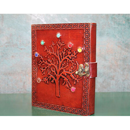 Kapamarka Taşlı Deri Defter Model 6