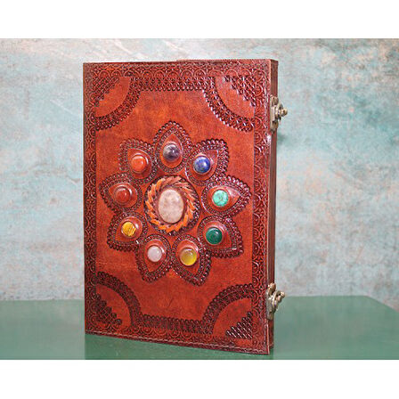 Kapamarka Taşlı Deri Defter Model 14