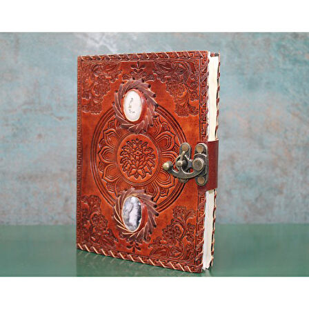 Kapamarka Taşlı Deri Defter Model 9
